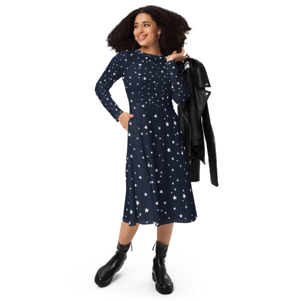 All-over print long sleeve midi dress - Image 4