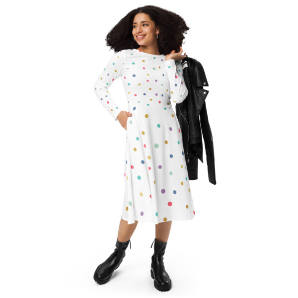 All-over print long sleeve midi dress - Image 4