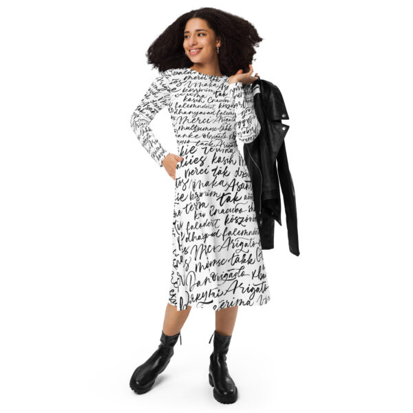 All-over print long sleeve midi dress - Image 5