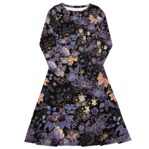 All-over print long sleeve midi dress