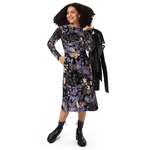 All-over print long sleeve midi dress - Image 5