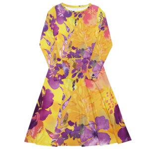 All-over print long sleeve midi dress