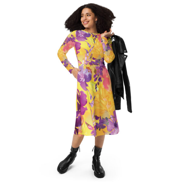All-over print long sleeve midi dress - Image 5