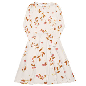 All-over print long sleeve midi dress