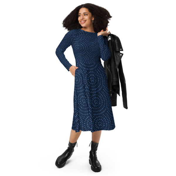 All-over print long sleeve midi dress - Image 5