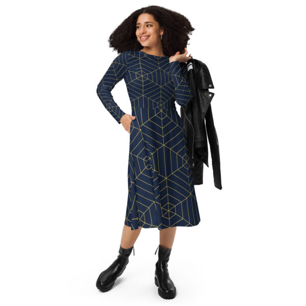 All-over print long sleeve midi dress - Image 5