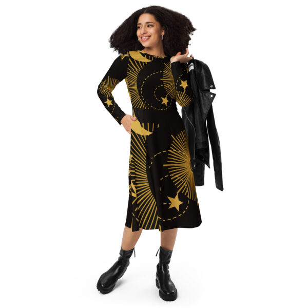All-over print long sleeve midi dress - Image 5