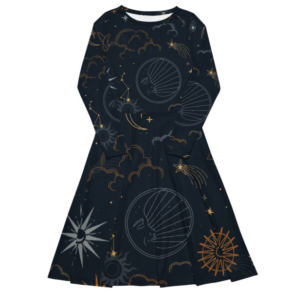 All-over print long sleeve midi dress