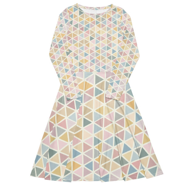 All-over print long sleeve midi dress
