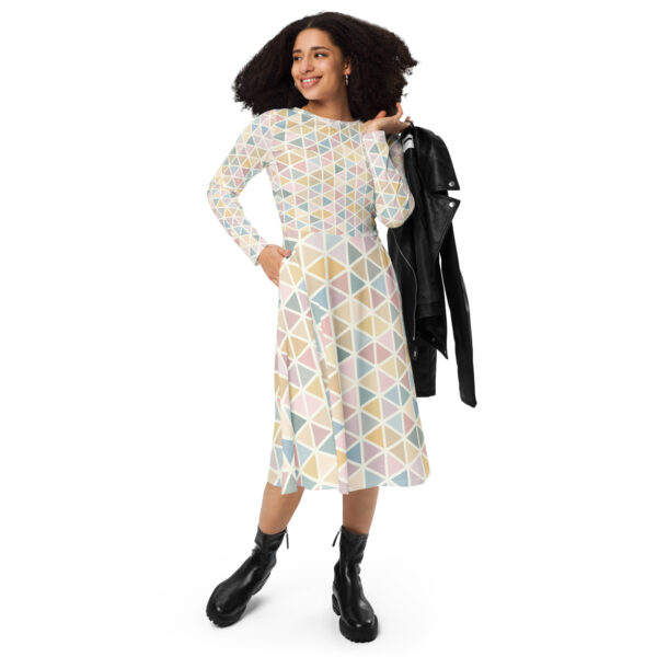 All-over print long sleeve midi dress - Image 5