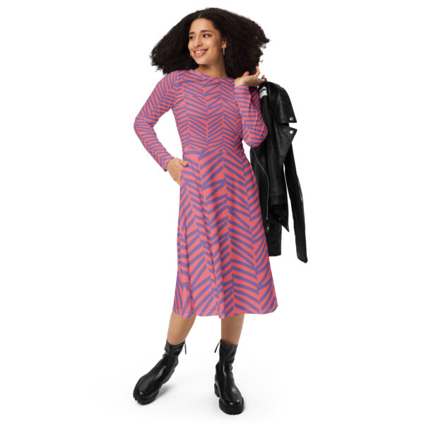 All-over print long sleeve midi dress - Image 5
