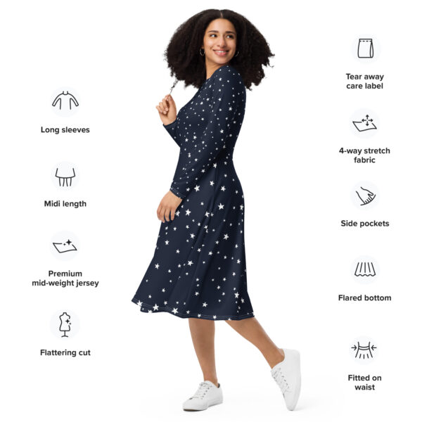 All-over print long sleeve midi dress - Image 2