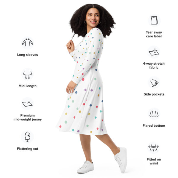 All-over print long sleeve midi dress - Image 2