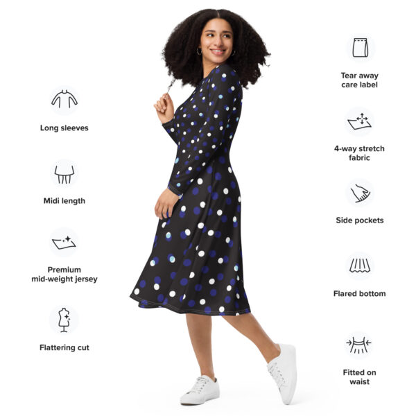 All-over print long sleeve midi dress - Image 2