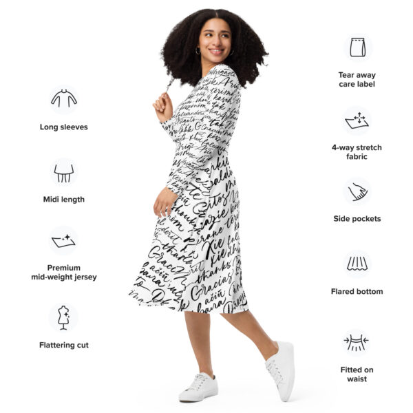 All-over print long sleeve midi dress - Image 2
