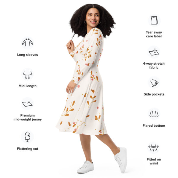 All-over print long sleeve midi dress - Image 2