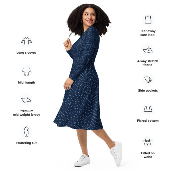 All-over print long sleeve midi dress - Image 2