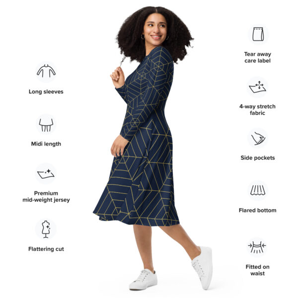 All-over print long sleeve midi dress - Image 2