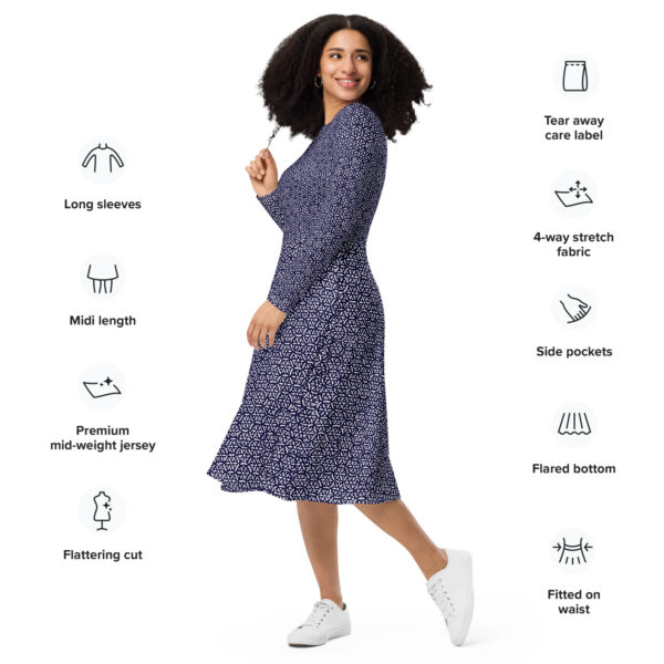 All-over print long sleeve midi dress - Image 2