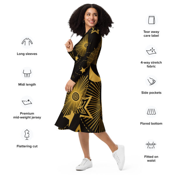 All-over print long sleeve midi dress - Image 2