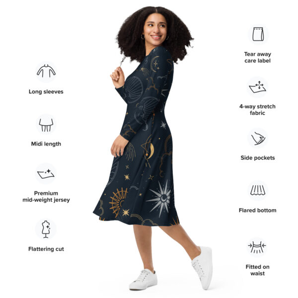All-over print long sleeve midi dress - Image 2