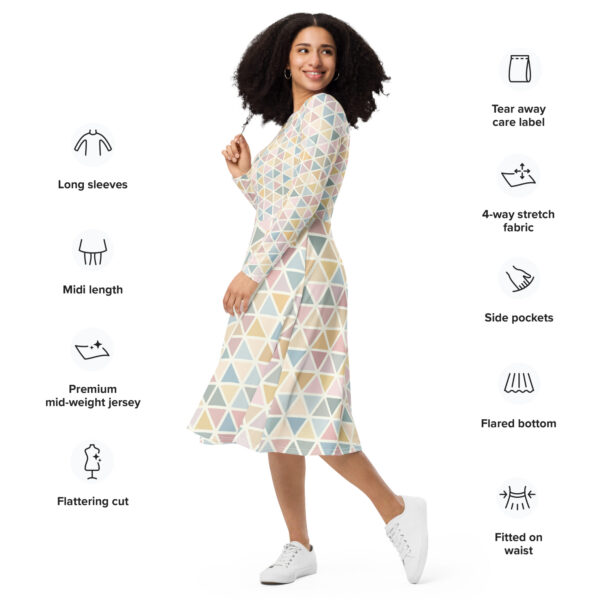 All-over print long sleeve midi dress - Image 2