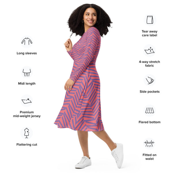 All-over print long sleeve midi dress - Image 2
