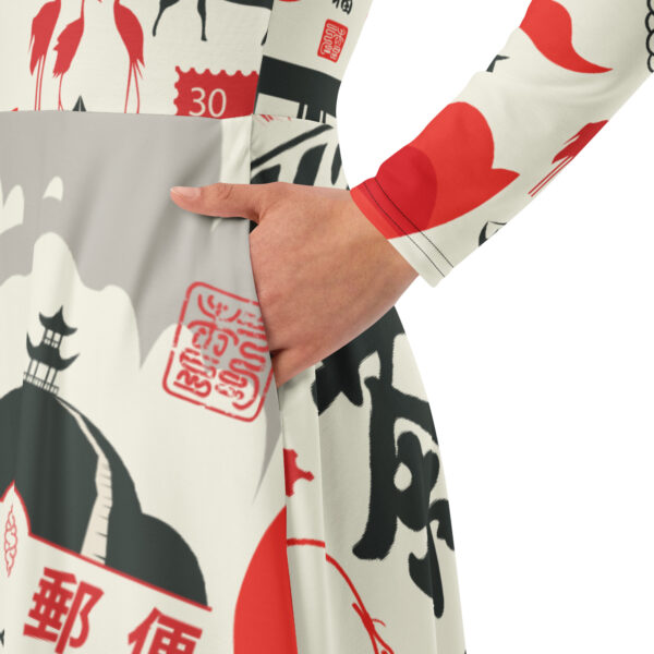 All-over print long sleeve midi dress - Image 4