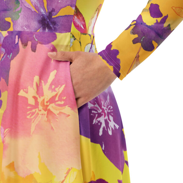 All-over print long sleeve midi dress - Image 4