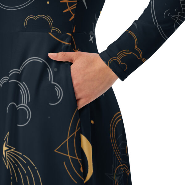 All-over print long sleeve midi dress - Image 3